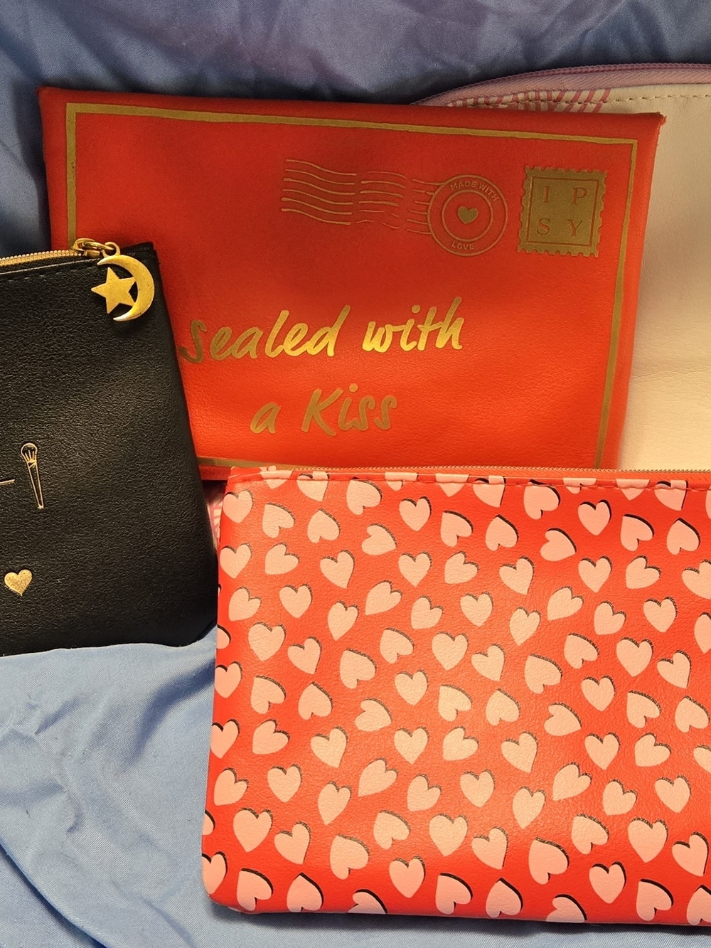 ipsy Red Heart-Print Cosmetic Pouch Duo